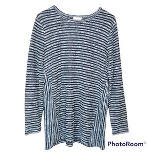 J. Jill Woman’s Grey & Black Casual Knit Long Sleeve Shirt Size Medium